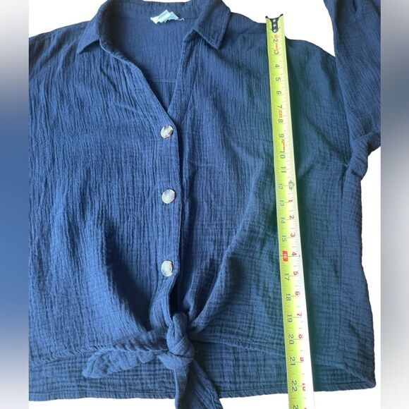 Loft Lounge Button Up Thermal Cardigan Sweater With Front Tie Womens Size Medium - Picture 9 of 9